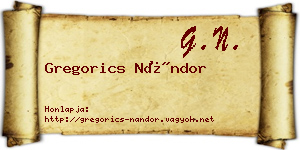 Gregorics Nándor névjegykártya